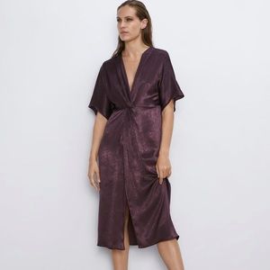 Zara Satin wrap effect dress size L